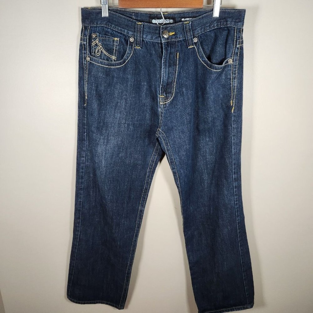 Ecko Unltd Pants Mens 36x30 (Tag 36x32) Blue Denim Jeans Relaxed Straight Leg